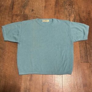 Vintage LL-Bean Knitted Cropped Sweater Women’s Medium Light Blue
